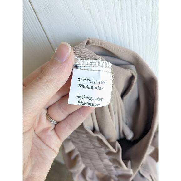 Liumilac Women Tan High Waist With Pockets Bow-knot Cropped Dress Pants Size L - Picture 7 of 9